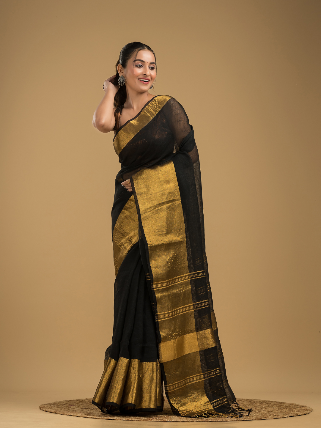 True Black Jamdani Saree - 039