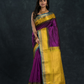 Korvai Saree with Temple border Royal Purple and Blue yellow Border - 162