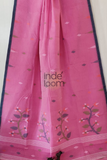 Floral Creamy Pink Bengal Pure Cotton Jamdani Saree-009