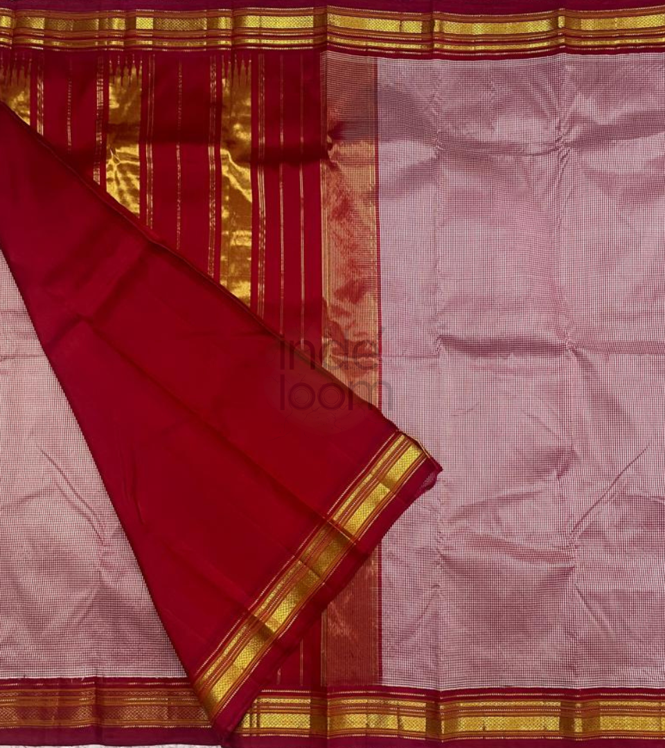 Exclusive Half pink with Red Pallu and Golden Zari Kanjivaram Silk Saree -015