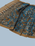 Pen Kalamkari Tussar Silk Dupatta in Baby Blue -033