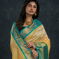 Korvai Saree Light Yellow and Blue Border - 111