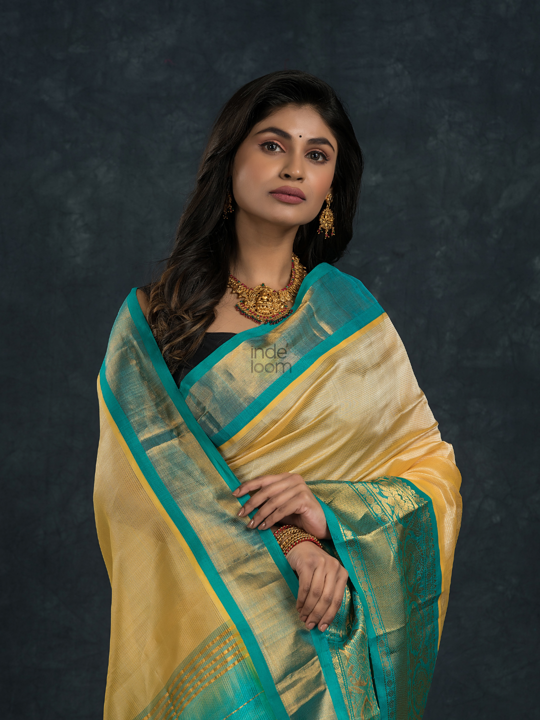 Korvai Saree Light Yellow and Blue Border - 111