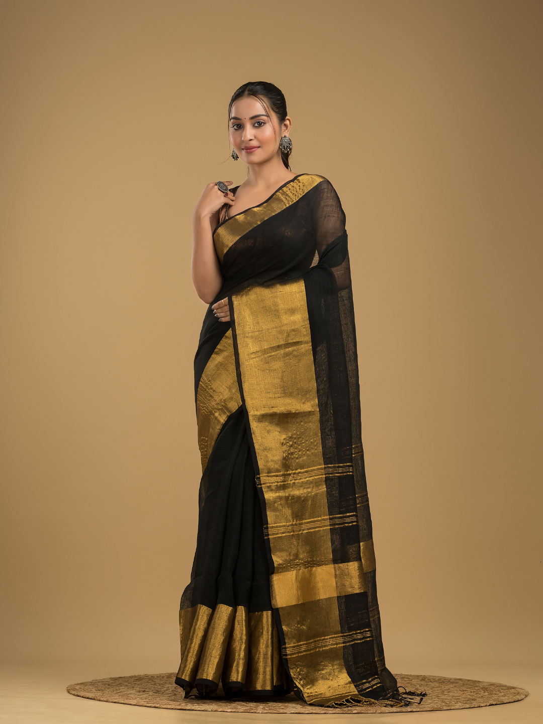 True Black Jamdani Saree - 039