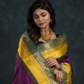 Korvai Saree with Temple border Royal Purple and Blue yellow Border - 162