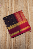 Coal Black Red Border Korvai Saree -159