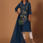 Muslin Jamdani 2-Piece Set Kurti & Dupatta (UNSTITCHED) - Dark Blue - 088