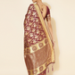 Chanderi Silk Woven Paisley Saree In Wine Red (Precision Looms) - 006