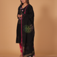 Muslin Jamdani 2-Piece Set Kurti & Dupatta (UNSTITCHED) - Rich Black - 080