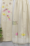 Cotton Jamdani 2 Piece Set Kurti & Dupatta With Linen White -240