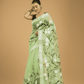 Kota Doria Handpainted  Saree With Mint Green - 001