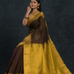 Korvai Saree Lakshadeepam black with olive green border and yellow Border - 134