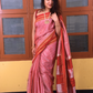 Pure Ilkal Silk Saree in Pink with Red and Yellow border - 041