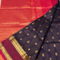 Coal Black Red Border Korvai Saree -159