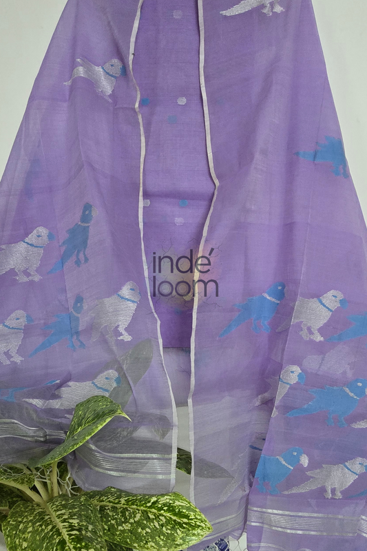 Muslin Jamdani 2 Piece Set Kurti & Dupatta with Medium Purple-262