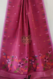 Floral Hot Pink Bengal Pure Cotton Jamdani Saree-011