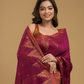 Rose Red Cotton Silk Jamdani Saree - 024