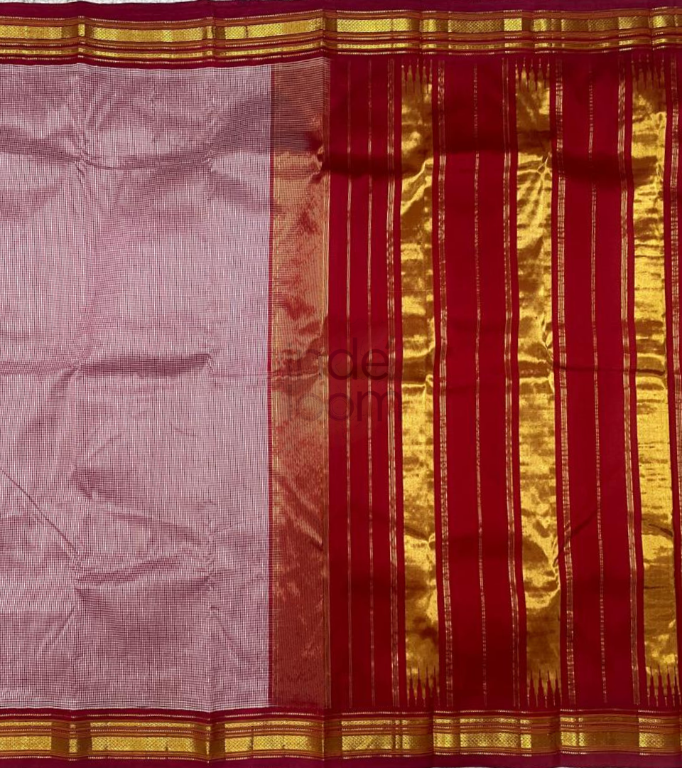 Exclusive Half pink with Red Pallu and Golden Zari Kanjivaram Silk Saree -015