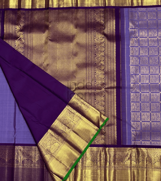 Purple design- golden pallu border gadwal saree -067