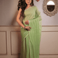 Lime Green Mul Mul Cotton Saree - 024