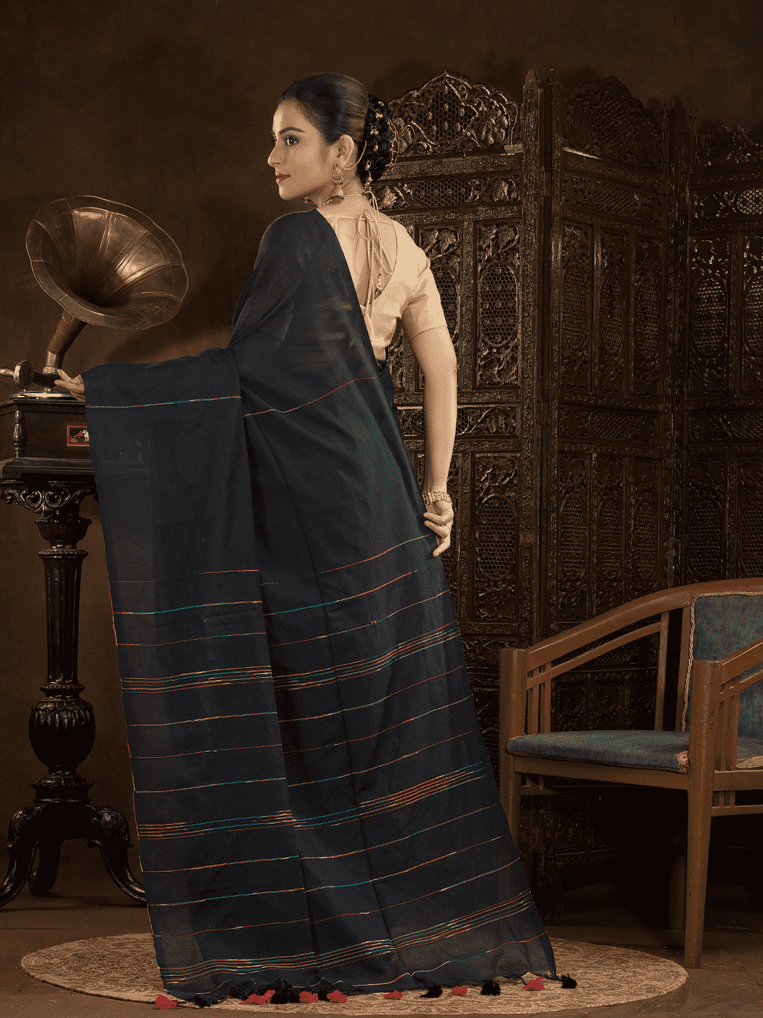 Rich Black Jamdani Saree - 010