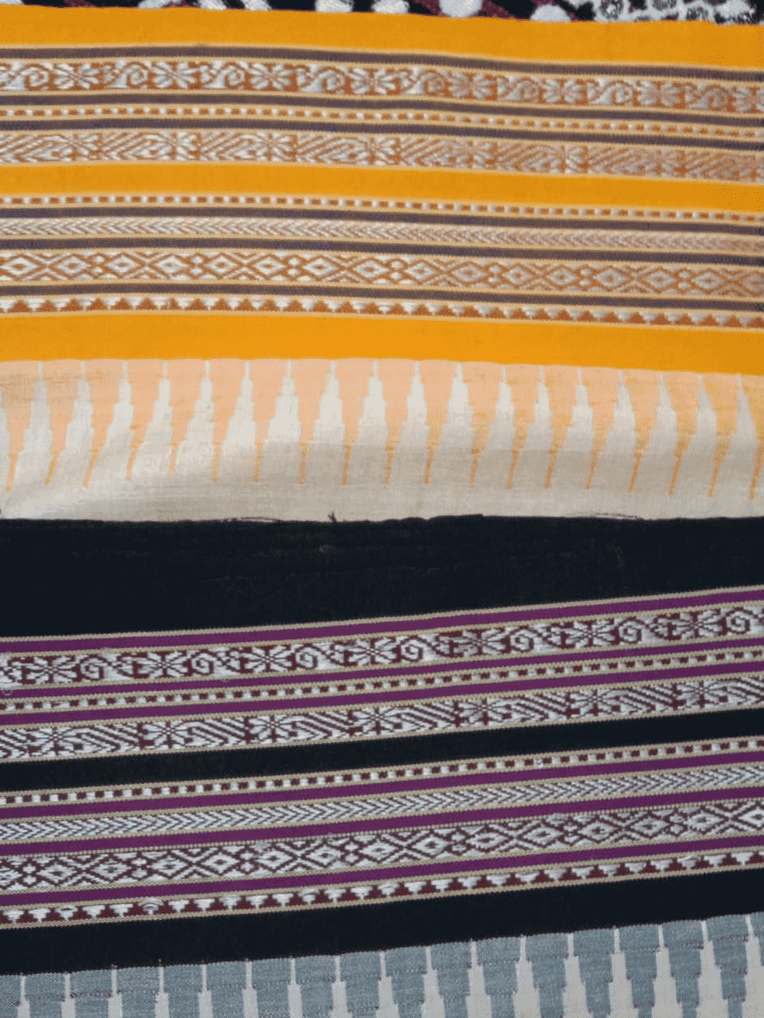 Beige & Yellow Black, Handloom Vidarbha Tussar Silk Saree with Multicolor Contrast Border-012 - indeloom