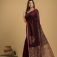 Wine Red Matka SilkJamdani Saree - 040