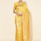 Chanderi Silk Floral Saree In Golden Yellow (Precision Looms) - 010