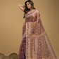 Crepe Pink Tissue Silk Jamdani Saree - 025