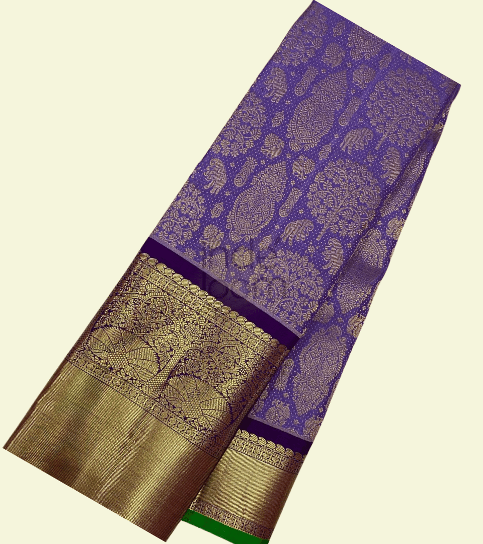 Royal blue design- golden design pallu gadwal saree - 064