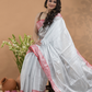 Bone White  Tissue Silk Saree-033