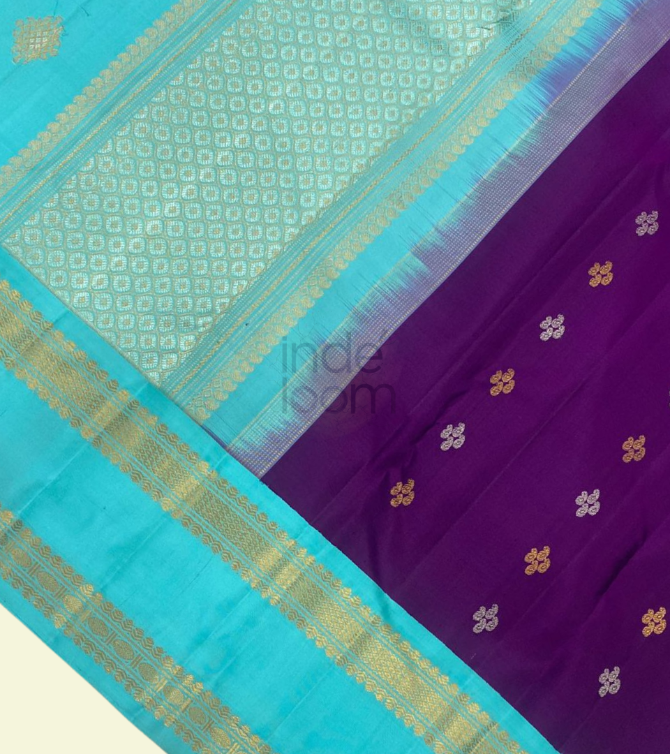 Purple Silver with Golden Pallu Kanjivaram Silk Saree-014