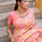 Chanderi Silk Ethnic Motifs Saree In Rose Pink (Precision Looms) - 002