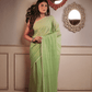 Lime Green Mul Mul Cotton Saree - 024