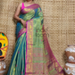 Tissue Silk Benarashi Jamdani Saree with Green and Golden Border -110