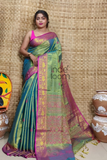 Tissue Silk Benarashi Jamdani Saree with Green and Golden Border -110