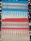 Beige & Blue Red, Handloom Vidarbha Tussar Silk Saree with Multicolor Contrast Border-016 - indeloom