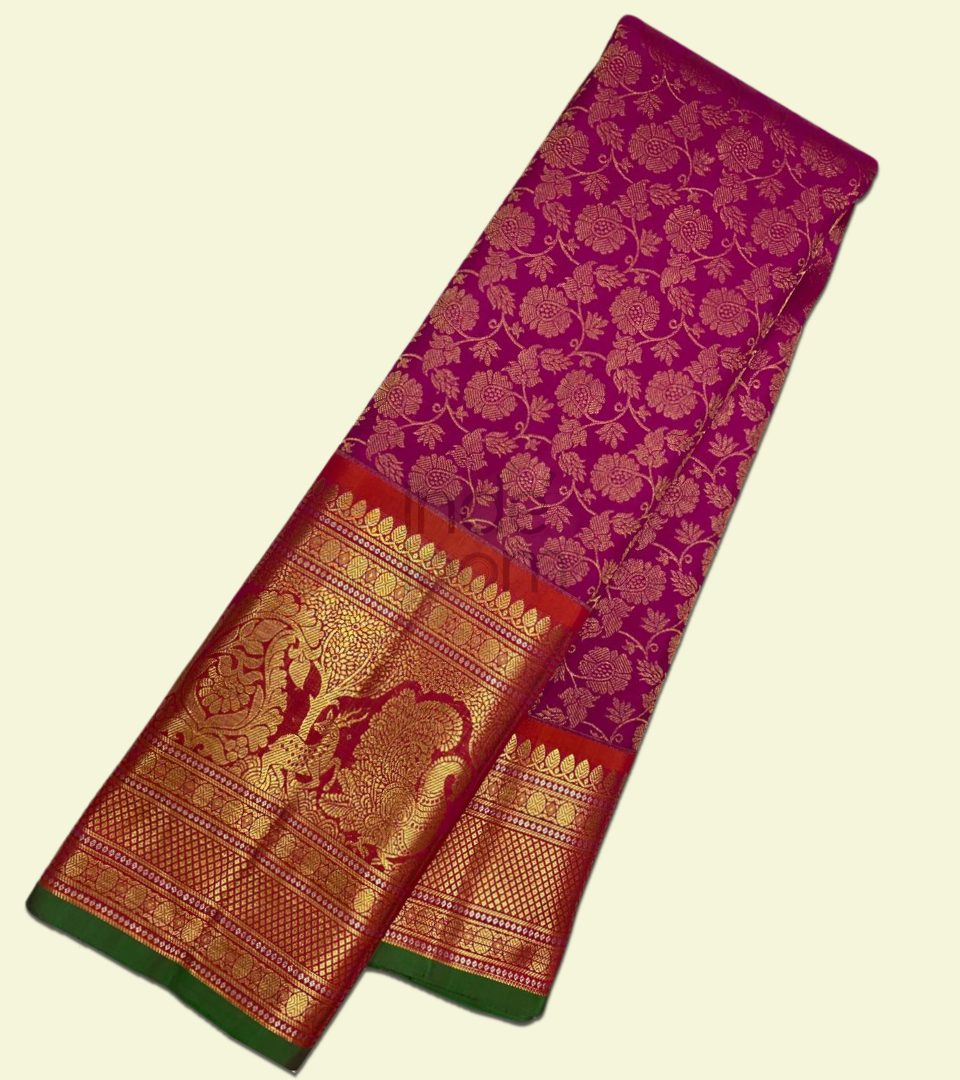 Dark Pink with Golden Zari Kanjivaram Silk Saree-013