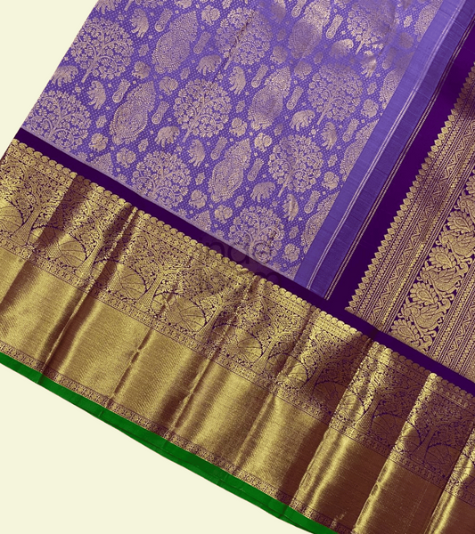 Royal blue design- golden design pallu gadwal saree - 064