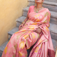 Chanderi Silk Ethnic Motifs Saree In Rose Pink (Precision Looms) - 002