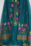 Muslin Jamdani 2 Piece Set Kurti & Dupatta in Teal Blue-260