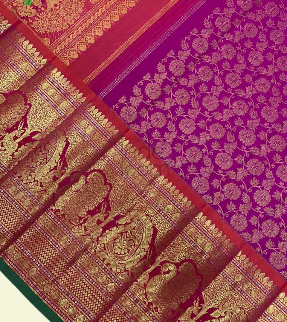 Dark Pink with Golden Zari Kanjivaram Silk Saree-013