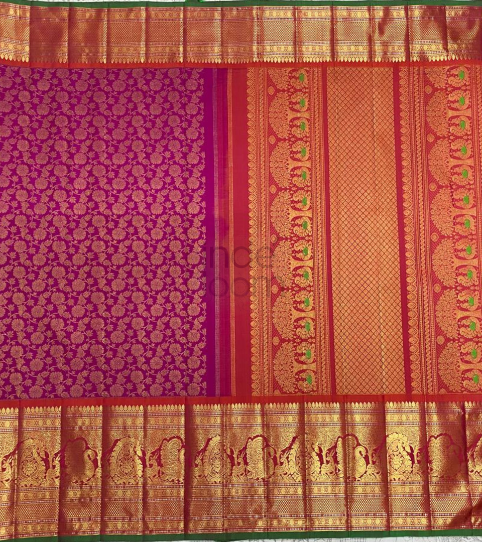 Dark Pink with Golden Zari Kanjivaram Silk Saree-013