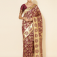 Chanderi Silk Woven Paisley Saree In Wine Red (Precision Looms) - 006