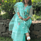 Muslin Jamdani 2-Piece Set Kurti & Dupatta (UNSTITCHED) - Bright Aqua Green - 072