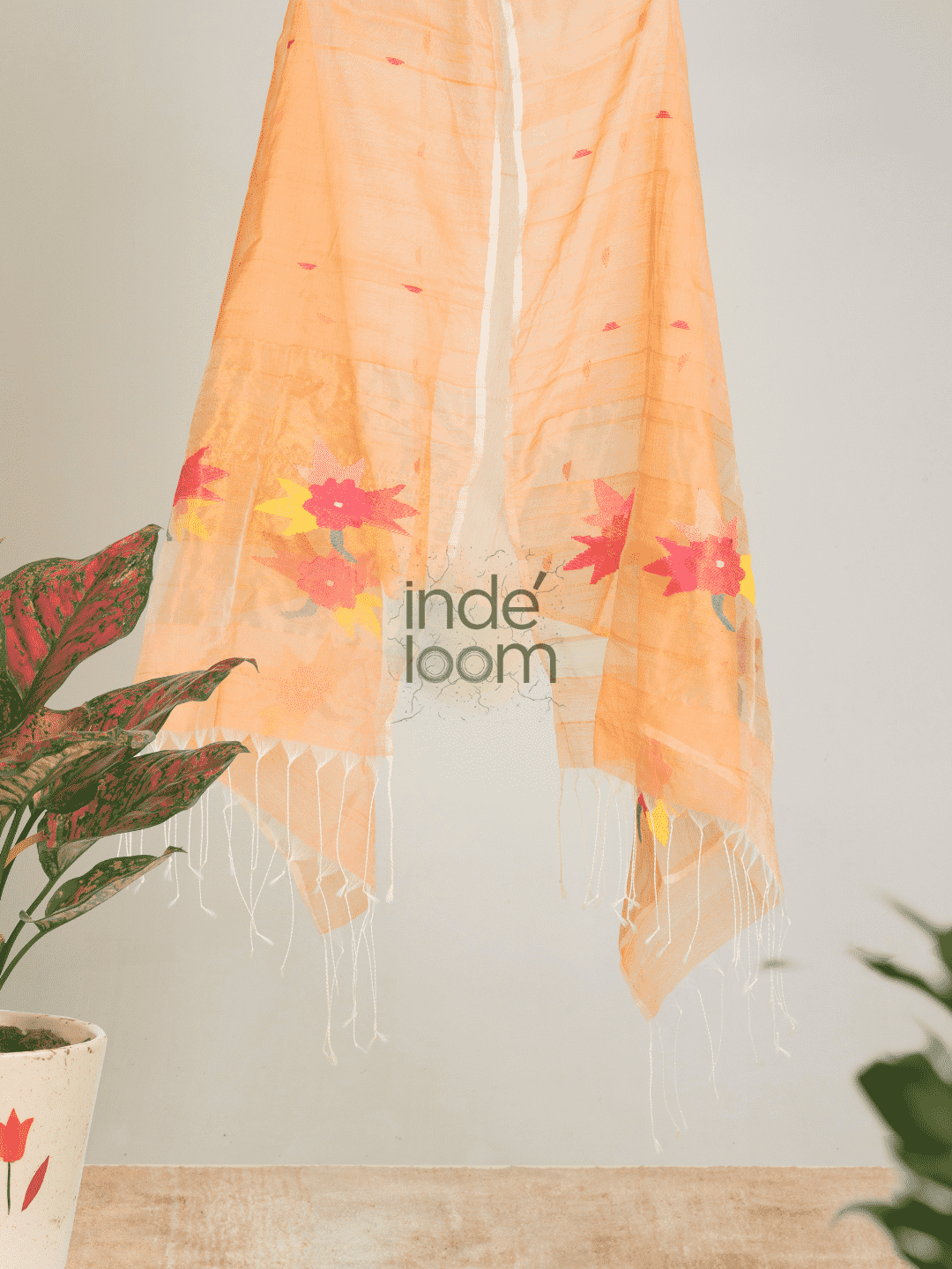 Pale Orange Paithani Jamdani Dupatta -002