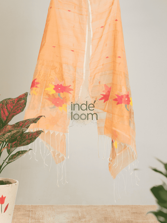 Pale Orange Paithani Jamdani Dupatta -002