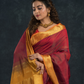 Korvai Saree With Chilli Red and Golden Yellow Border- 023