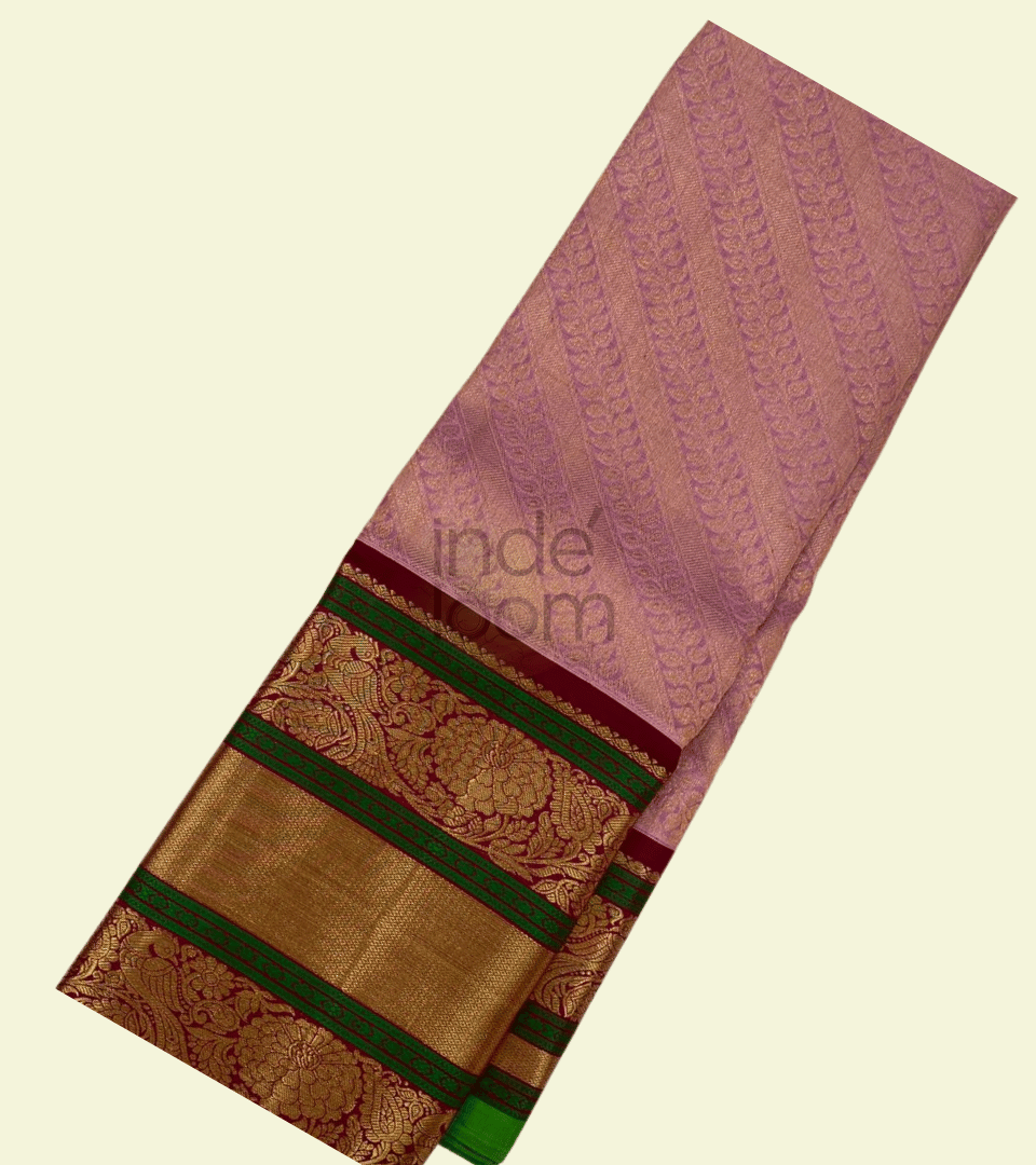 baby pink design- rum red golden pallu gadwal saree- 062