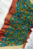 Teal Green Design  Bangalore silk Kalamkari Dupatta  -003